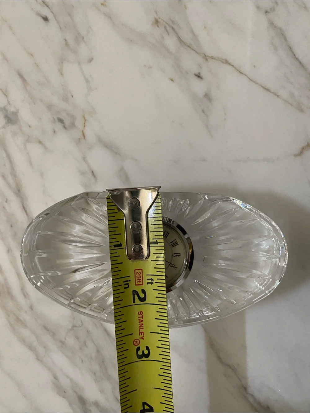 Waterford Clear Crystal Oval Desk Clock with Sunburst Cut